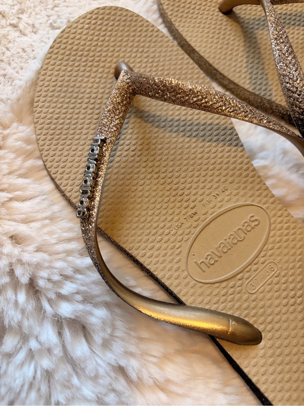 Havaiana sandals with glittery strap , TAN COLOR - Picture 3 of 4